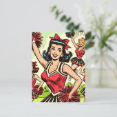 Retro Cheerleader Comics Briefkaart (Staand voorkant)
