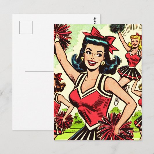 Retro Cheerleader Comics Briefkaart (Voorkant / Achterkant)