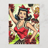 Retro Cheerleader Comics Briefkaart (Voorkant)