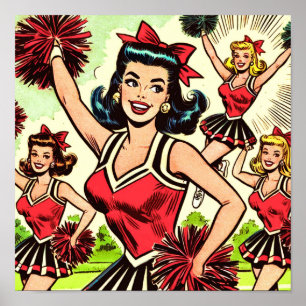 Retro Cheerleader Comics Poster
