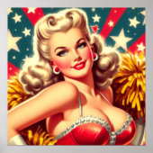 Retro Cheerleader Pin-up Poster (Voorkant)