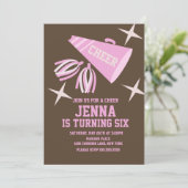 Retro Cheerleading Feest Verjaardagsuitnodiging (Staand voorkant)