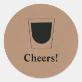 Retro Cheers Label, Drink, ouderwets glas Ronde Sticker (Voorkant)