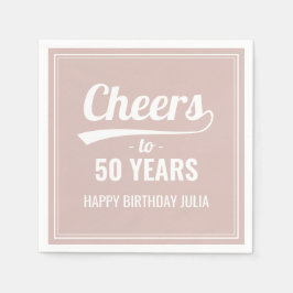 Retro Cheers tot 50 jaar 50e verjaardag Roze Servet