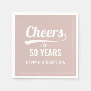 Retro Cheers tot 50 jaar 50e verjaardag Roze Servet