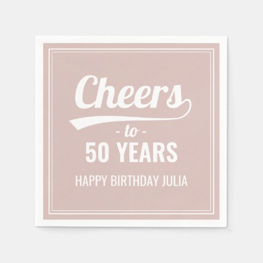 Retro Cheers tot 50 jaar 50e verjaardag Roze Servet (Voorkant)