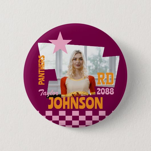 Retro Cheerteam Senior Night Cheerleader Ronde Button 5,7 Cm (Voorkant)