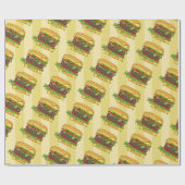 Retro Cheese Burger Graphic Food Pattern Cadeaupapier (Vlak)