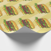 Retro Cheese Burger Graphic Food Pattern Cadeaupapier (Hoek)