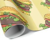 Retro Cheese Burger Graphic Food Pattern Cadeaupapier (Rol Hoek)