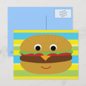 Retro Cheeseburger Briefkaart (Voorkant / Achterkant)