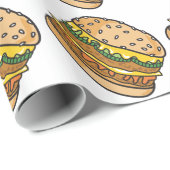 Retro cheeseburger cadeaupapier (Rol Hoek)