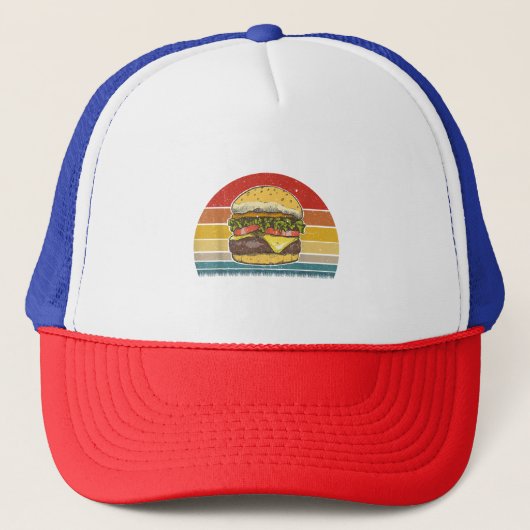 Retro  Cheeseburger Design Costume Hamburge Trucker Pet (Voorkant)