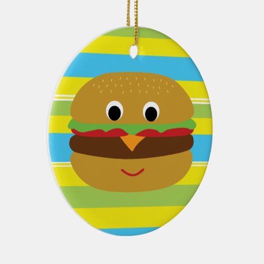 Retro Cheeseburger Keramisch Ornament (Rechts)