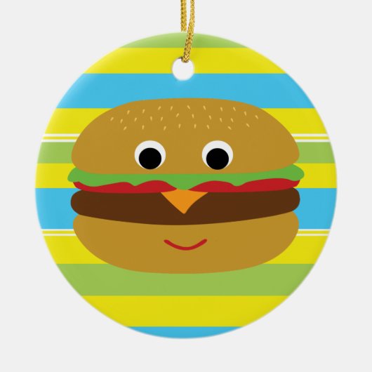 Retro Cheeseburger Keramisch Ornament (Voorkant)
