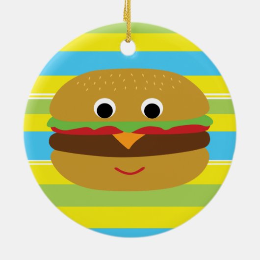 Retro Cheeseburger Keramisch Ornament (Achterkant)