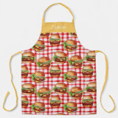 Retro Cheeseburger Personalized Name Schort (Voorkant)