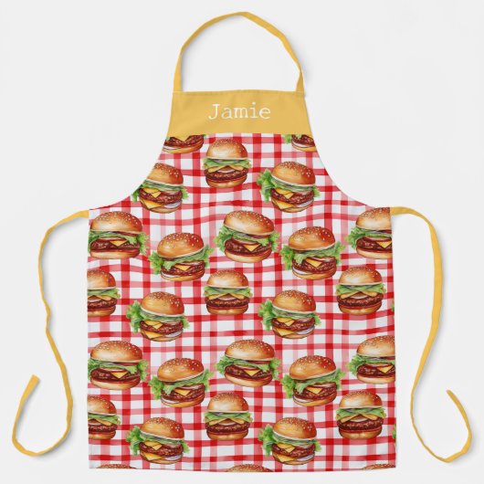 Retro Cheeseburger Personalized Name Schort (Voorkant)
