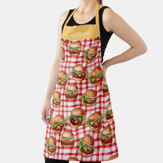 Retro Cheeseburger Personalized Name Schort (Insitu)