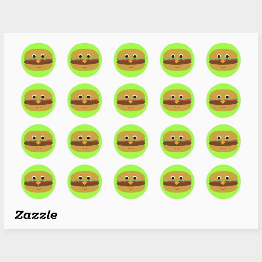 Retro Cheeseburger Ronde Sticker (Vel)