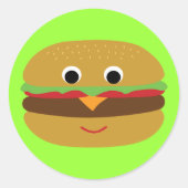 Retro Cheeseburger Ronde Sticker (Voorkant)