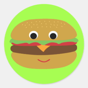 Retro Cheeseburger Ronde Sticker