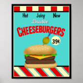 Retro Cheeseburger Sign Poster (Voorkant)
