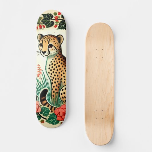Retro Cheetah Persoonlijk Skateboard (Voorkant)