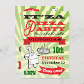 Retro Chef Pizza Verjaardagsfeestje Poster Stijl Kaart (Voorkant / Achterkant)