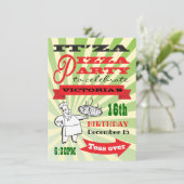 Retro Chef Pizza Verjaardagsfeestje Poster Stijl Kaart (Staand voorkant)