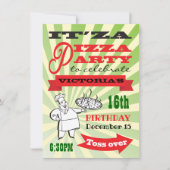 Retro Chef Pizza Verjaardagsfeestje Poster Stijl Kaart (Voorkant)