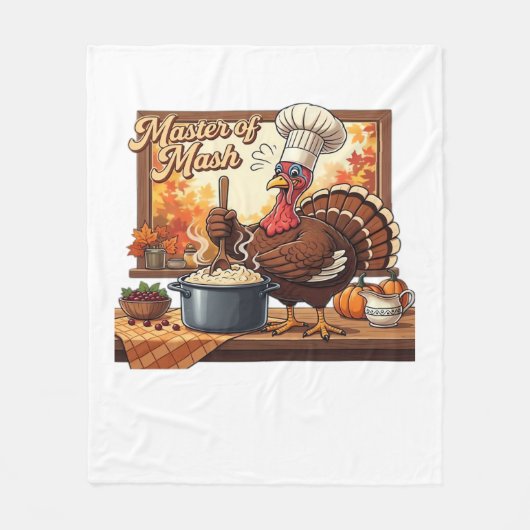 Retro Chef Turkije Thanksgiving Classic T-shirt Fleece Deken (Voorkant)