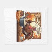 Retro Chef Turkije Thanksgiving Classic T-shirt Fleece Deken (Voorkant (Horizontaal))