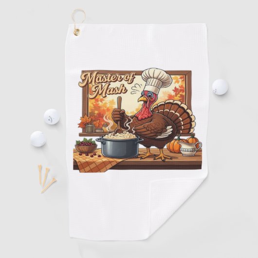 Retro Chef Turkije Thanksgiving Classic T-shirt Golfhanddoek (Insitu)