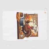 Retro Chef Turkije Thanksgiving Classic T-shirt Golfhanddoek (Horizontaal)