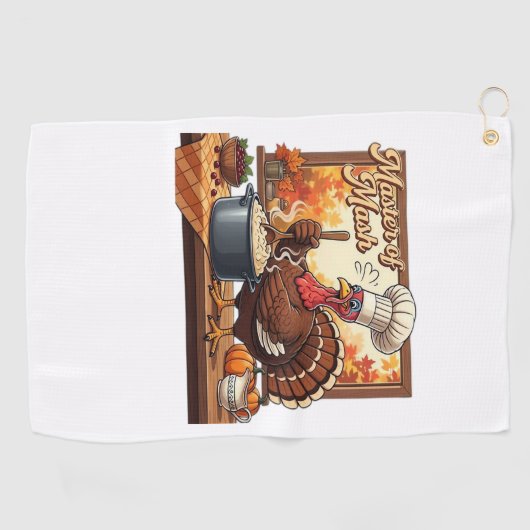 Retro Chef Turkije Thanksgiving Classic T-shirt Golfhanddoek (Horizontaal)