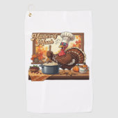 Retro Chef Turkije Thanksgiving Classic T-shirt Golfhanddoek (Voorkant)