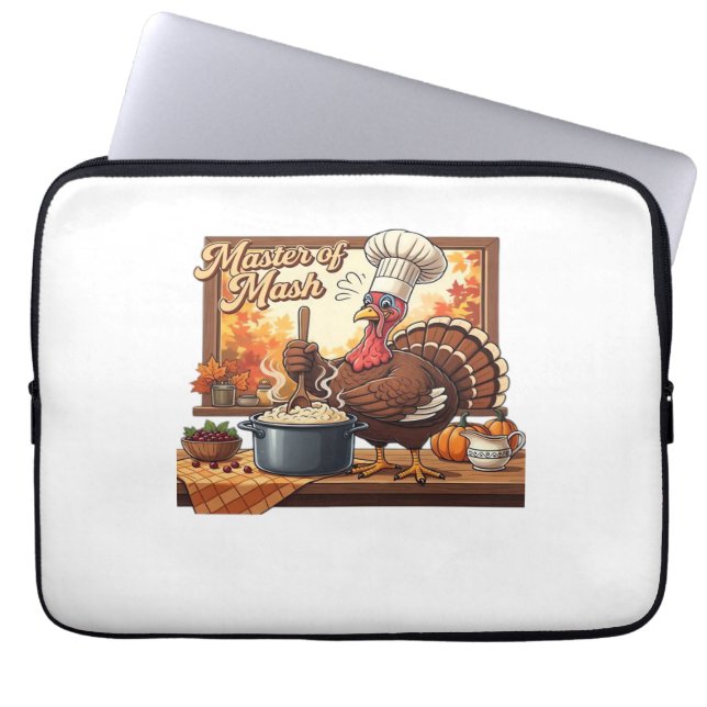 Retro Chef Turkije Thanksgiving Classic T-shirt Laptop Sleeve (Voorkant)