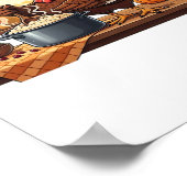 Retro Chef Turkije Thanksgiving Classic T-shirt Poster (Hoek)