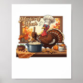 Retro Chef Turkije Thanksgiving Classic T-shirt Poster (Voorkant)