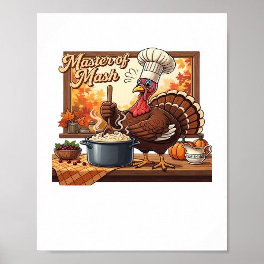 Retro Chef Turkije Thanksgiving Classic T-shirt Poster (Voorkant)