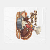 Retro Chef Turkije Thanksgiving Oversized T-shirt Fleece Deken (Voorkant (Horizontaal))