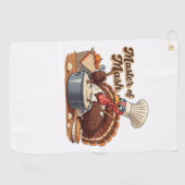 Retro Chef Turkije Thanksgiving Oversized T-shirt Golfhanddoek (Horizontaal)