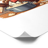 Retro Chef Turkije Thanksgiving Oversized T-shirt Poster (Hoek)