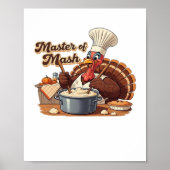 Retro Chef Turkije Thanksgiving Oversized T-shirt Poster (Voorkant)