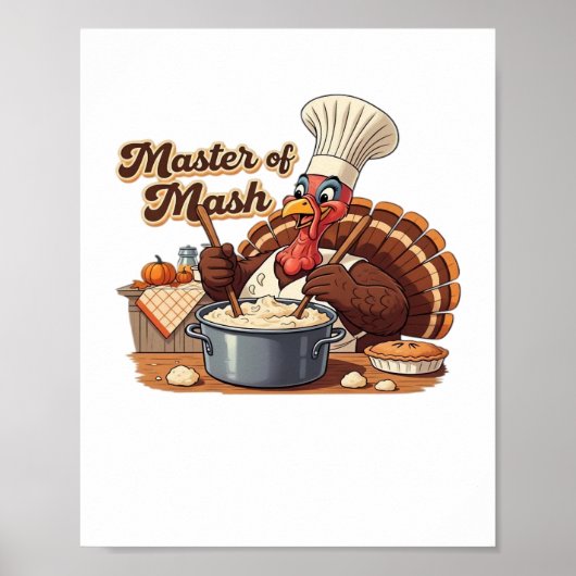Retro Chef Turkije Thanksgiving Oversized T-shirt Poster (Voorkant)