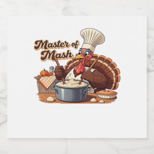 Retro Chef Turkije Thanksgiving Oversized T-shirt Sparkling Wijnetiket (Enkel label)