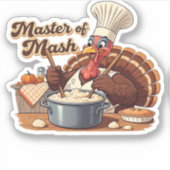 Retro Chef Turkije Thanksgiving Oversized T-shirt Sticker (Voorkant)