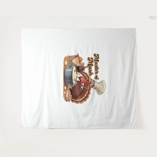 Retro Chef Turkije Thanksgiving Oversized T-shirt Wandkleed (Voorkant (horizontaal))