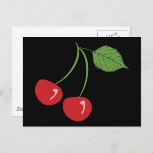 Retro Cherries Briefkaart (Voorkant / Achterkant)
